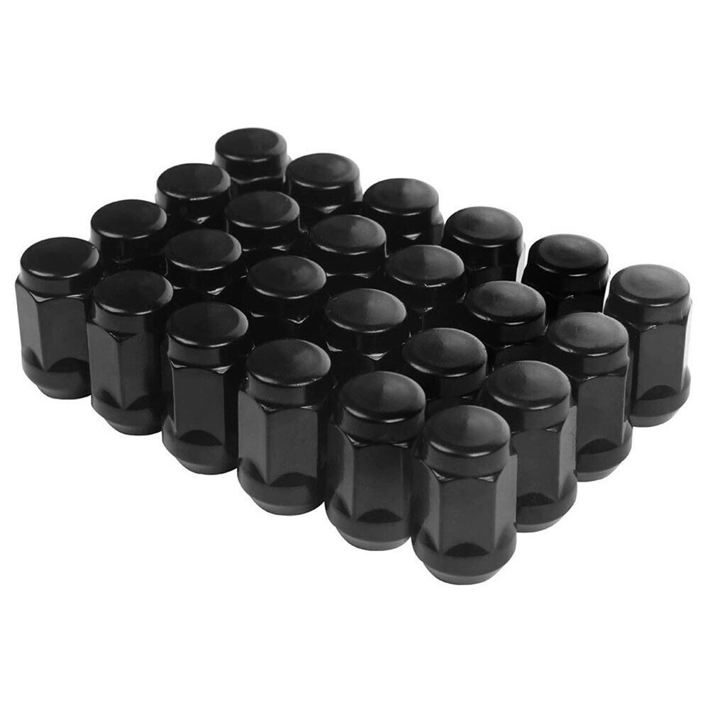 Black Closed End Bulge Acorn Lug Nut Set of 24 Size 12x1 25 Fits Vehicles - Picture 10 of 12
