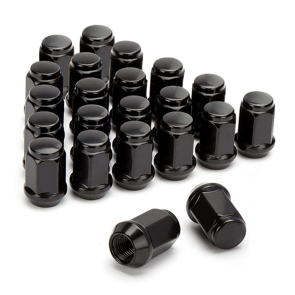 Black Closed End Bulge Acorn Lug Nut Set of 24 Size 12x1 25 Fits Vehicles - Picture 11 of 12