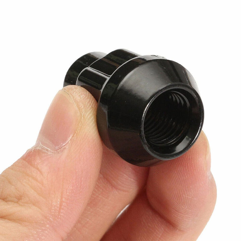 Black Closed End Bulge Acorn Lug Nut Set of 24 Size 12x1 25 Fits Vehicles - Picture 8 of 12