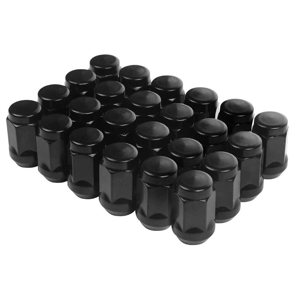 Black Closed End Bulge Acorn Lug Nut Set of 24 Size 12x1 25 Fits Vehicles - Picture 4 of 12
