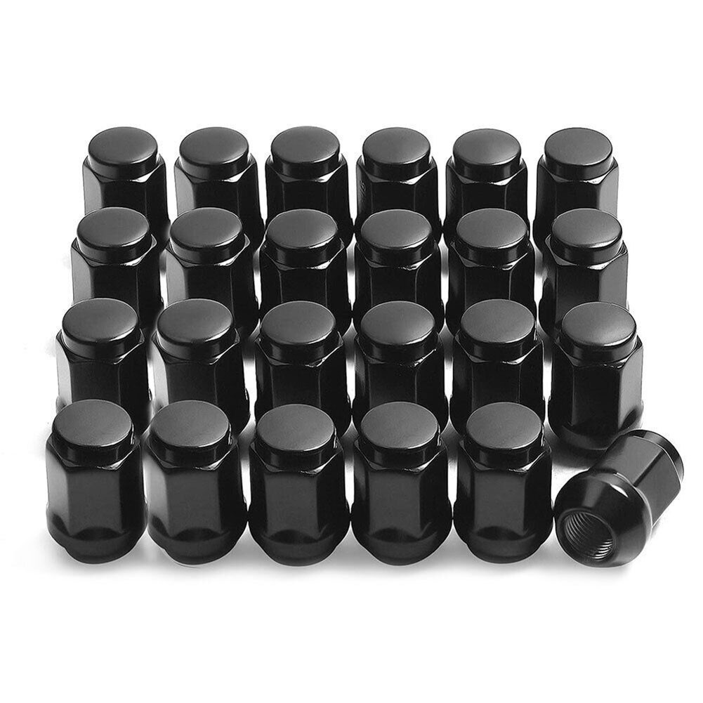 Black Closed End Bulge Acorn Lug Nut Set of 24 Size 12x1 25 Fits Vehicles - Picture 6 of 12