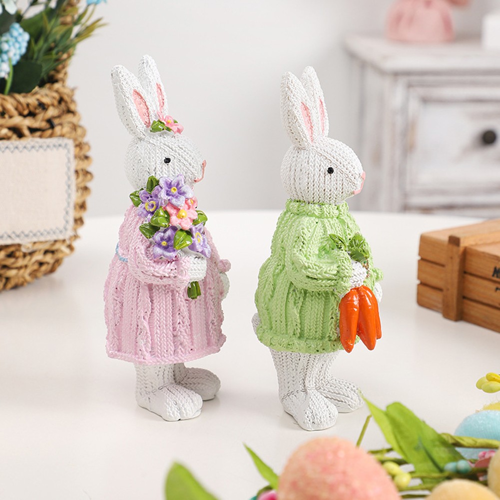 Charmantes figurines lapin en résine décoration de table de Pâques festive et accents - Photo 14/17