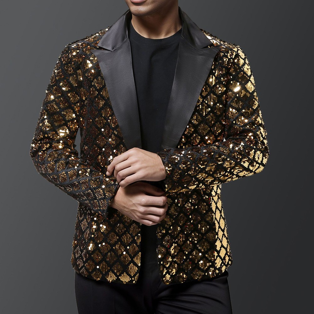 Rhinestone Sequin Suit Blazer for Men Perfect for Parties