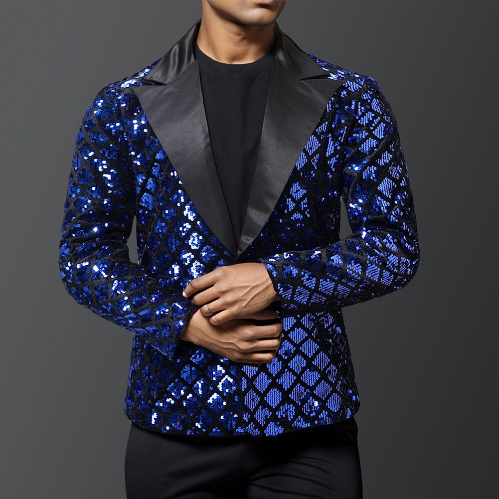 Trendy Diamond Sequin Suit Jacket for Men Available in Multiple Colors - Picture 13 of 52