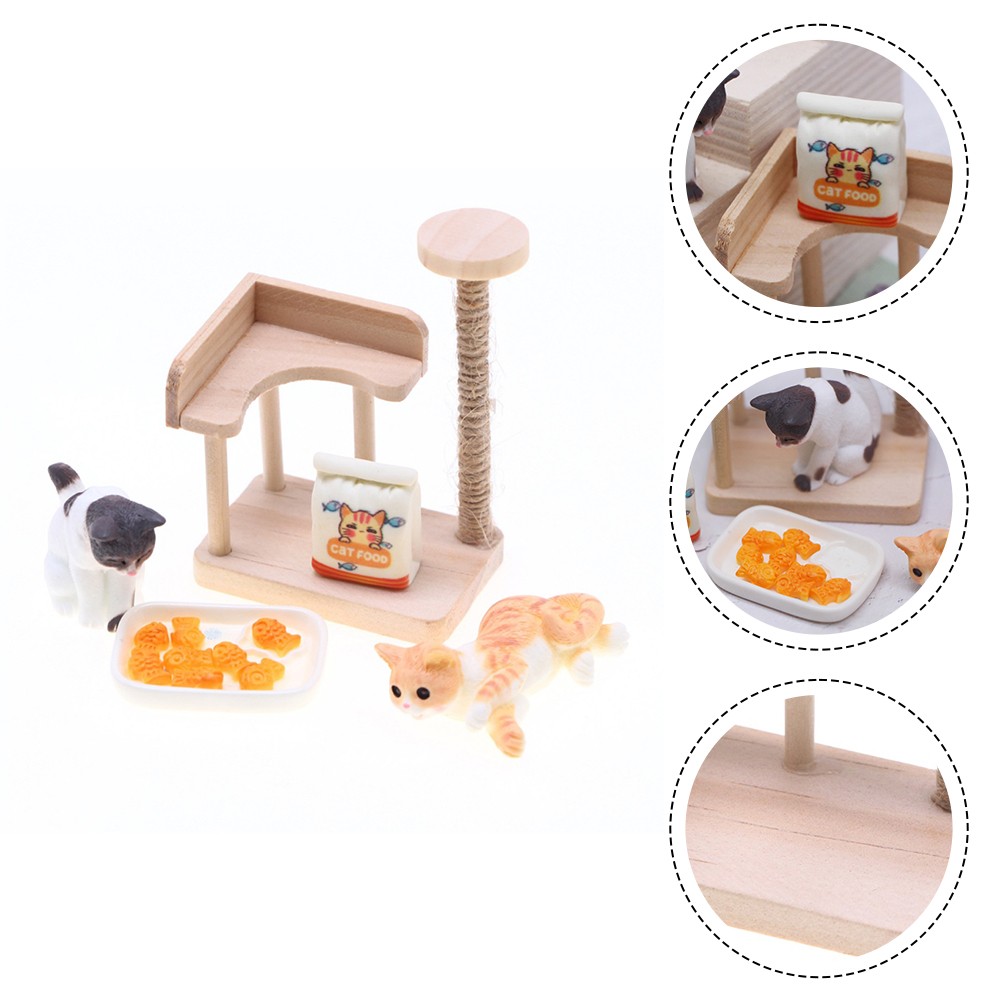 Mini Cat Climbing Frame Accessories for Dollhouse Wooden Model Decoration - Picture 14 of 24