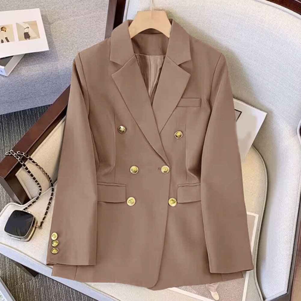 Classic Women's Long Sleeve Blazer with Functional Metal Buckle Design - Picture 30 of 42