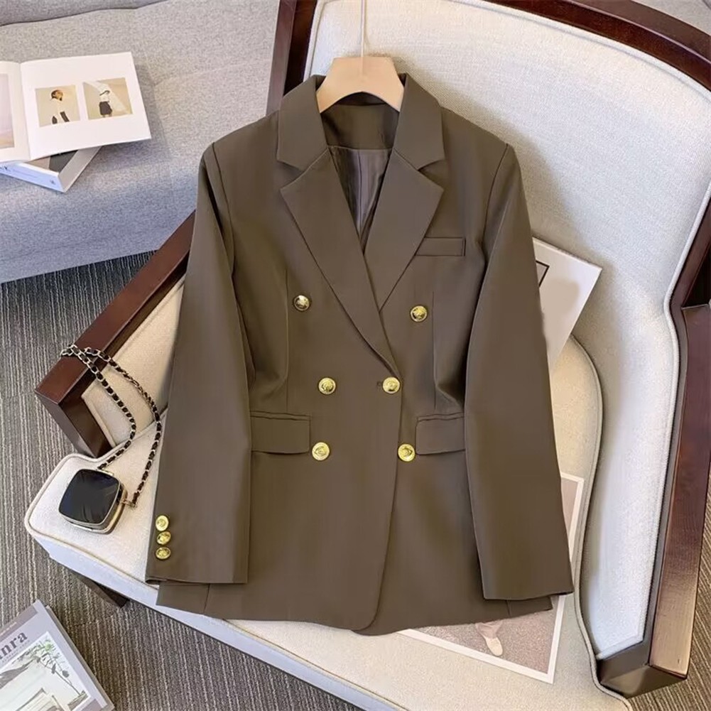 Classic Women's Long Sleeve Blazer with Functional Metal Buckle Design - Picture 36 of 42