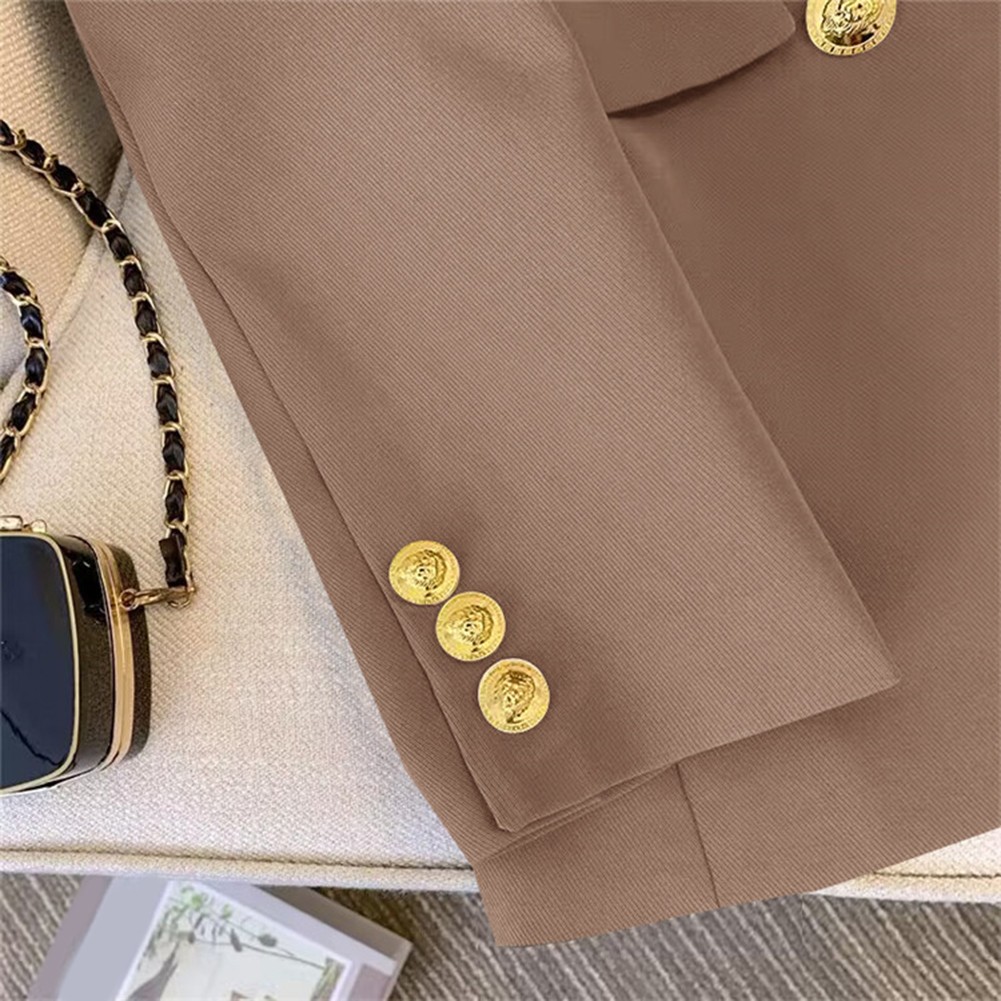 Classic Women's Long Sleeve Blazer with Functional Metal Buckle Design - Picture 34 of 42