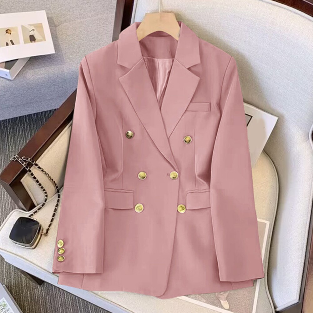 Classic Women's Long Sleeve Blazer with Functional Metal Buckle Design - Picture 38 of 42