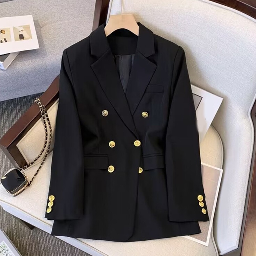 Classic Women's Long Sleeve Blazer with Functional Metal Buckle Design - Picture 17 of 42