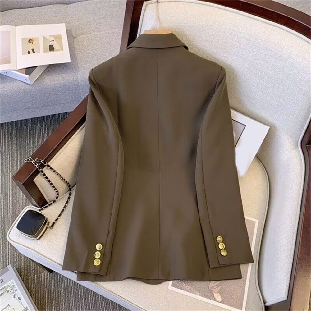 Classic Women's Long Sleeve Blazer with Functional Metal Buckle Design - Picture 37 of 42