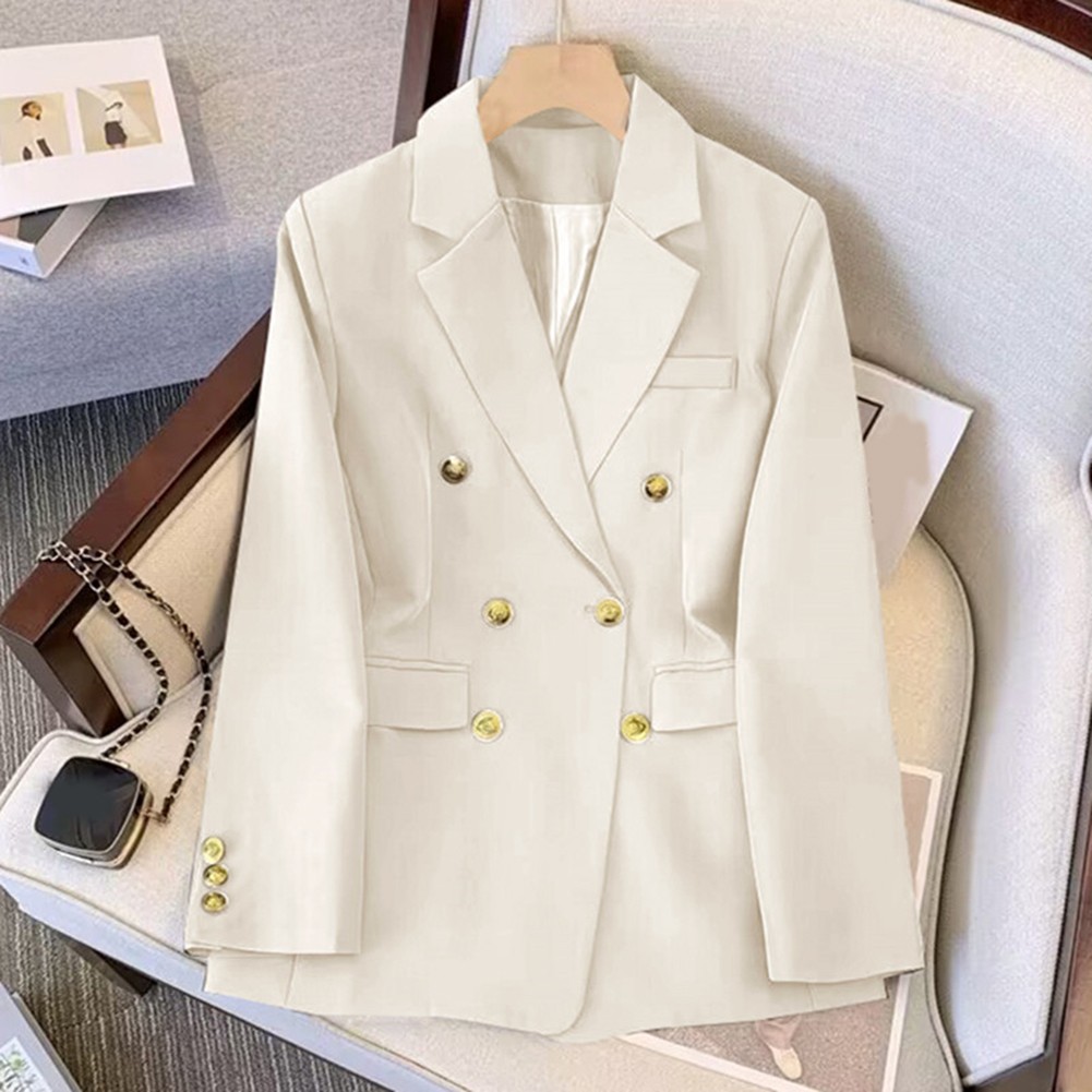 Classic Women's Long Sleeve Blazer with Functional Metal Buckle Design - Picture 24 of 42