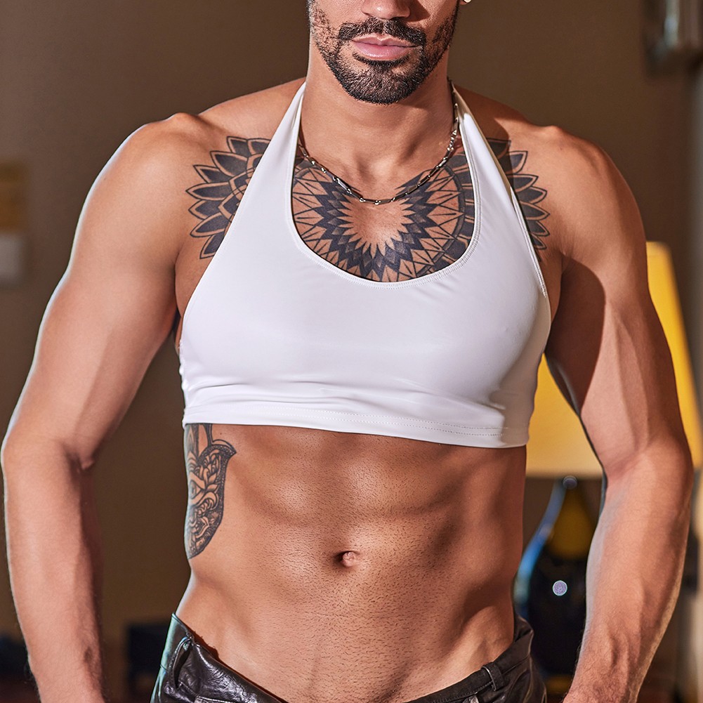 Trendy Men's Backless Gym Vests with Oil Shiny Finish for Street Style - Picture 17 of 20