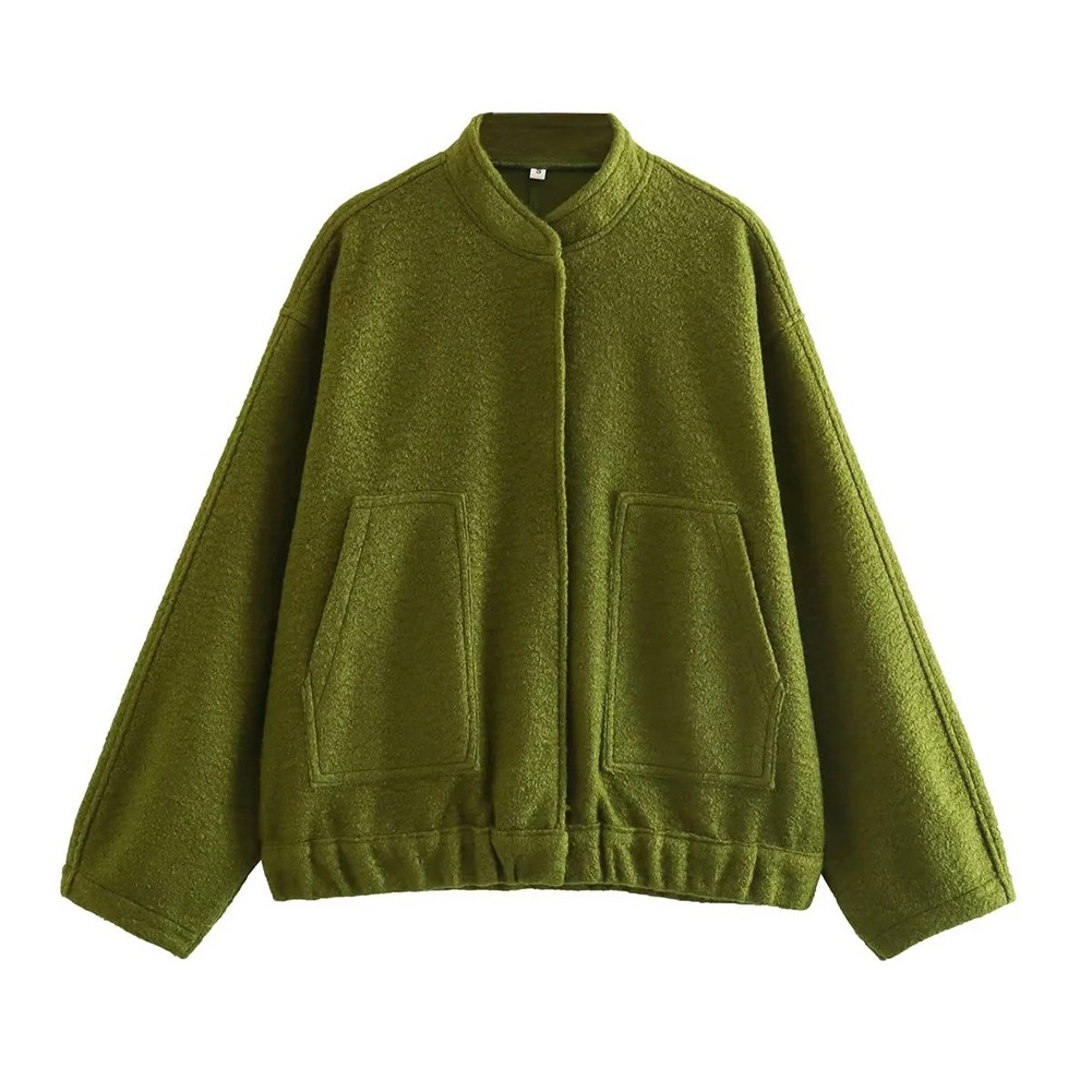 Trendy Womens Casual Coat Featuring Standup Collar and Hidden Button Closure - Picture 13 of 15