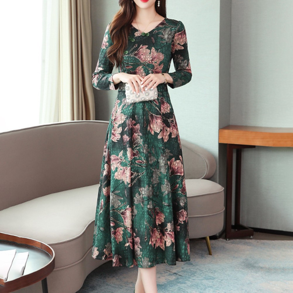 Womens Elegant Retro Long Skirt Cheongsam Dress Perfect for All Occasions - Picture 30 of 32
