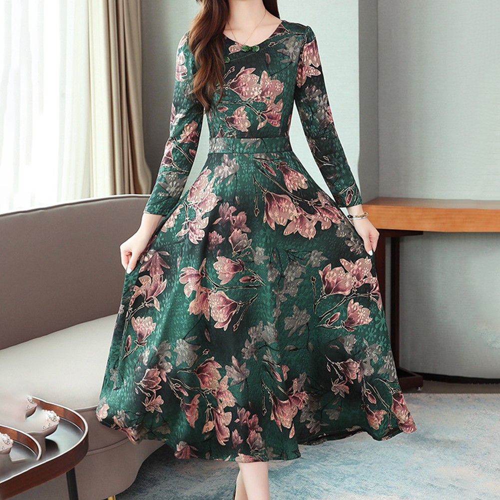 Womens Elegant Retro Long Skirt Cheongsam Dress Perfect for All Occasions - Picture 28 of 32