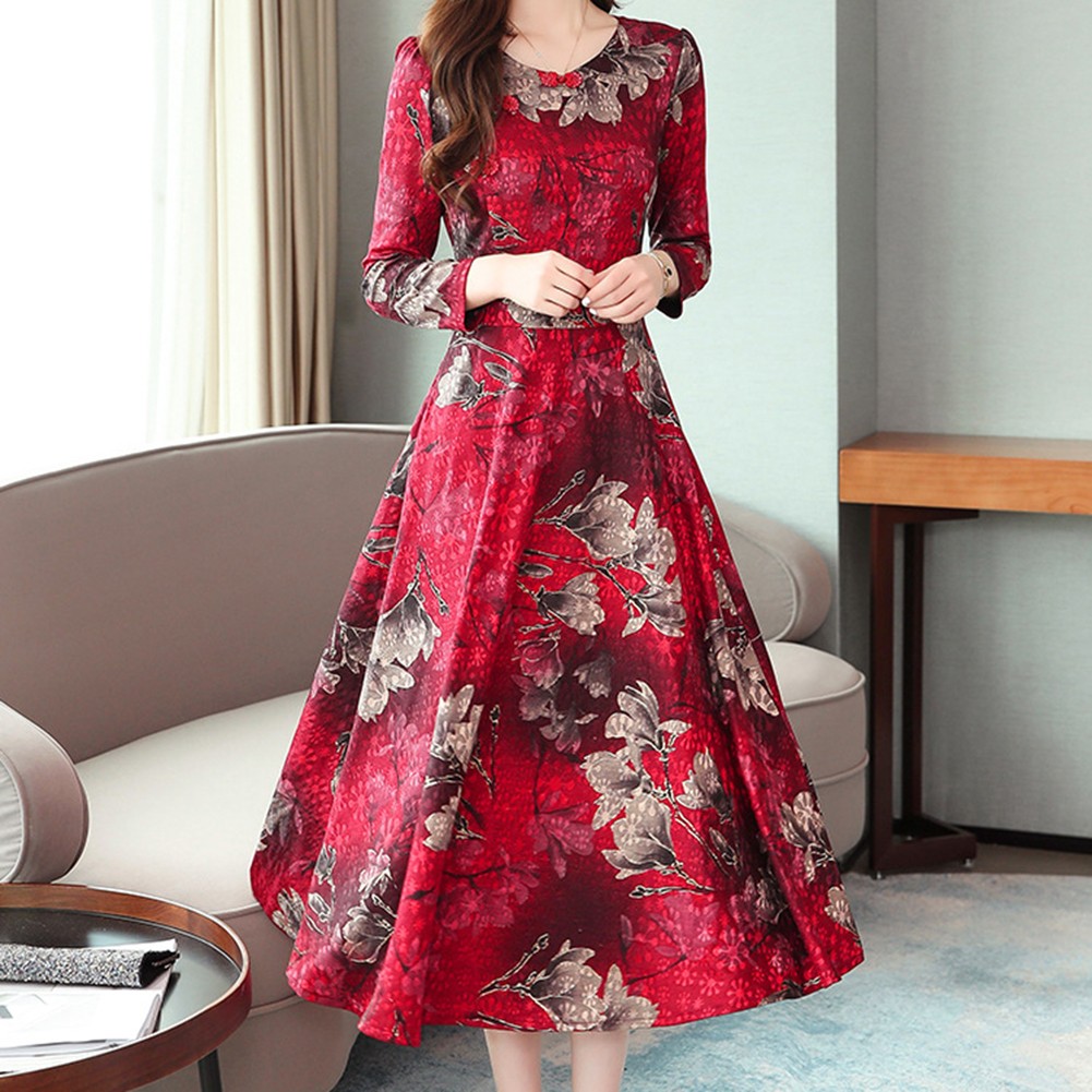 Womens Elegant Retro Long Skirt Cheongsam Dress Perfect for All Occasions - Picture 16 of 32