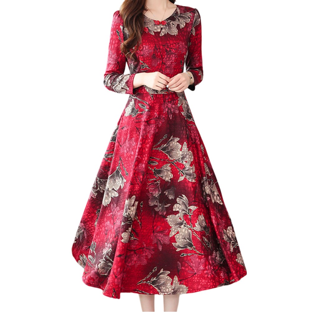Womens Elegant Retro Long Skirt Cheongsam Dress Perfect for All Occasions - Picture 15 of 32