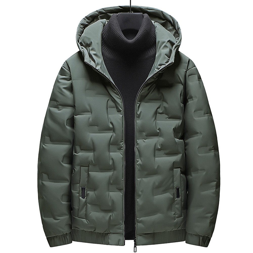 Stylische dicke Herren Winterjacke mit Kapuze wattiert gesteppt für draußen - Bild 13 von 20