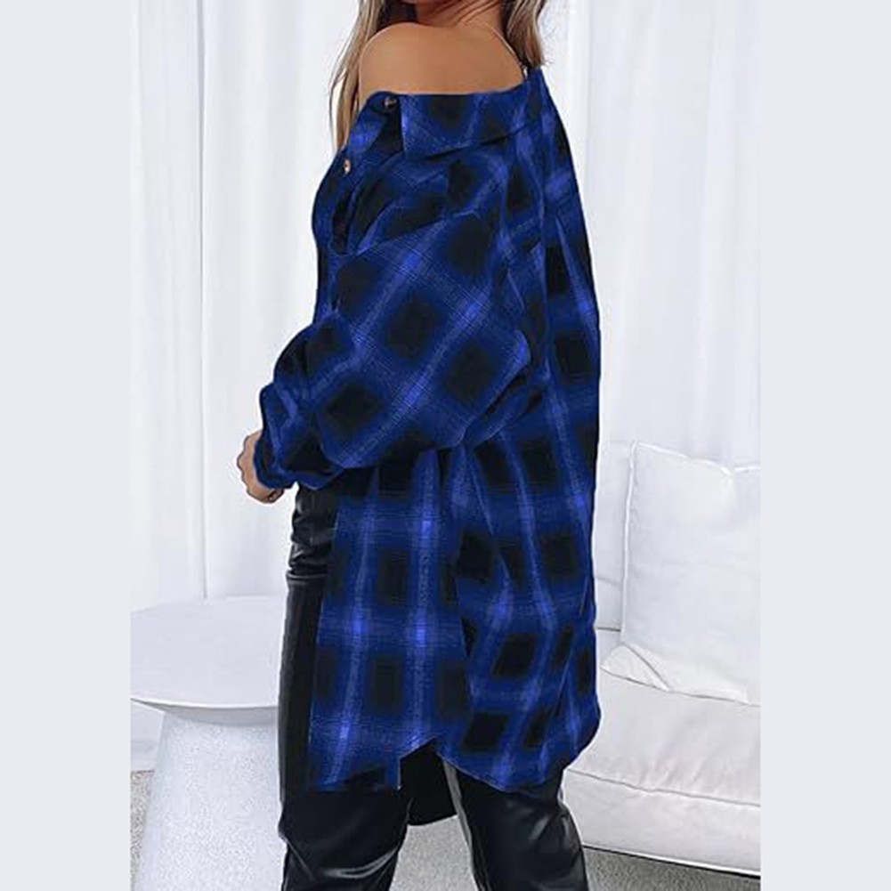 Stylish Womens Long Sleeve Flannel Shirt with Plaid Pattern and Comfort - Picture 15 of 32