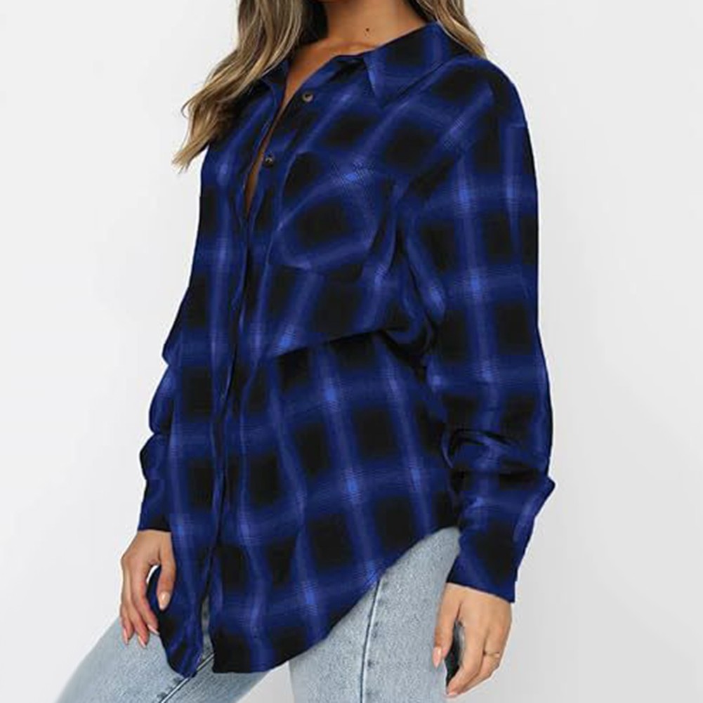 Stylish Womens Long Sleeve Flannel Shirt with Plaid Pattern and Comfort - Picture 14 of 32