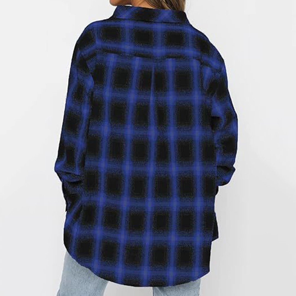 Stylish Womens Long Sleeve Flannel Shirt with Plaid Pattern and Comfort - Picture 16 of 32