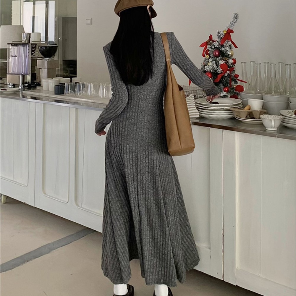 Fashionable Women's Knitted Dress with Long Sleeves for Casual Outings - Picture 38 of 51