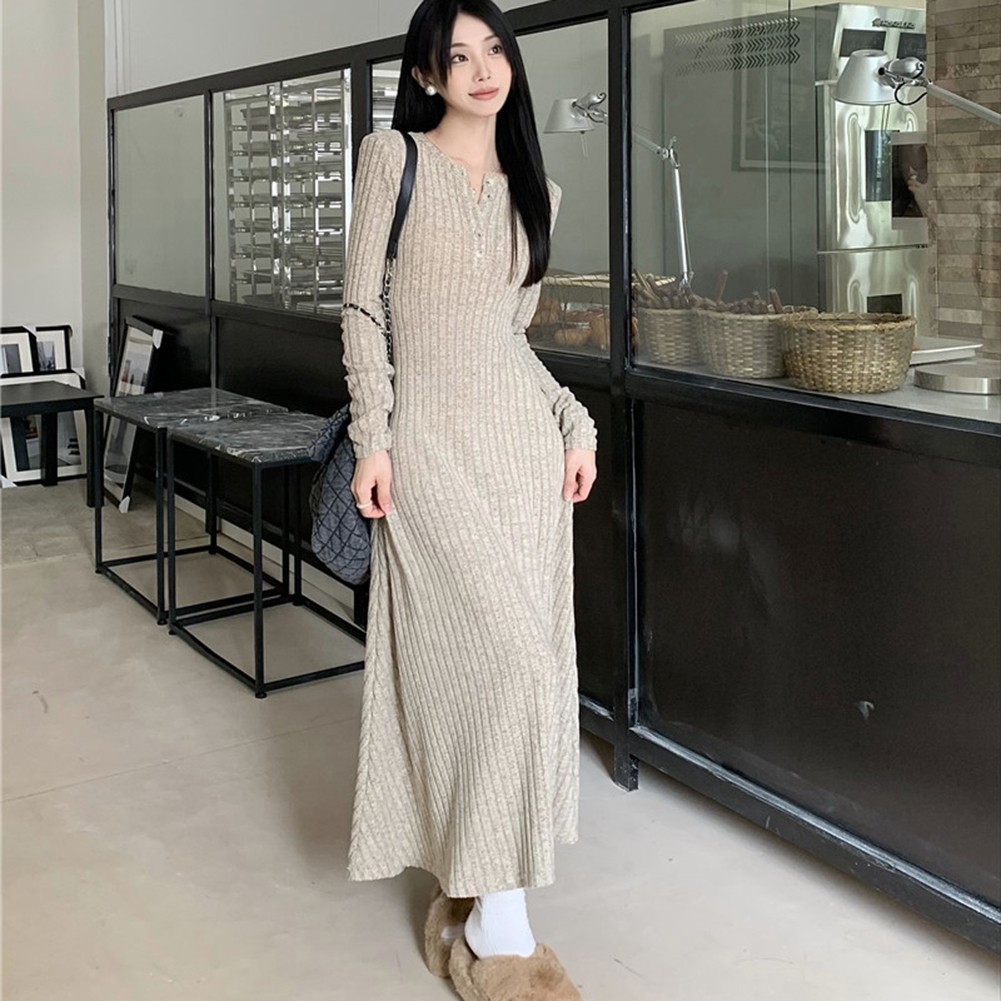 Fashionable Women's Knitted Dress with Long Sleeves for Casual Outings - Picture 50 of 51