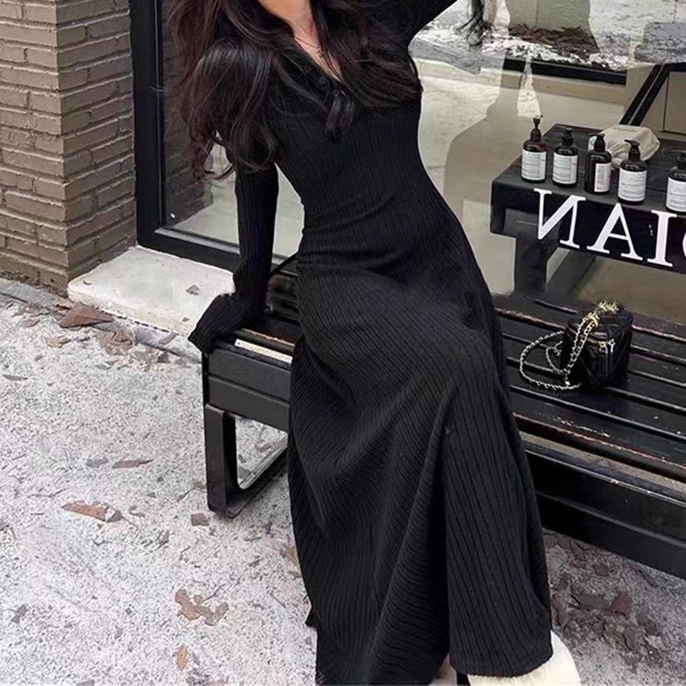 Fashionable Women's Knitted Dress with Long Sleeves for Casual Outings - Picture 25 of 51