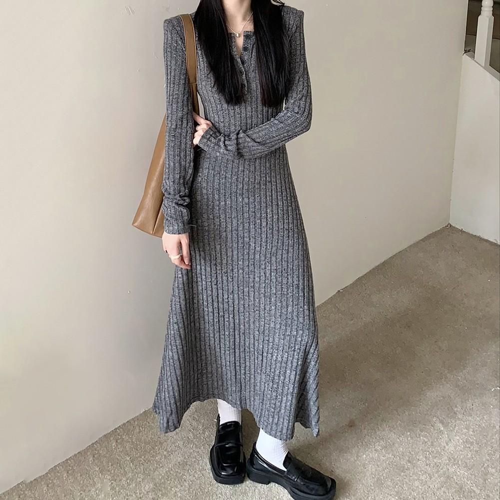 Fashionable Women's Knitted Dress with Long Sleeves for Casual Outings - Picture 28 of 51