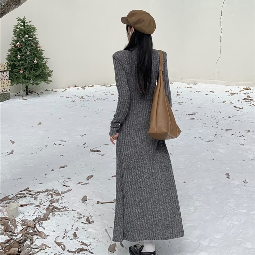 Fashionable Women's Knitted Dress with Long Sleeves for Casual Outings - Picture 34 of 51