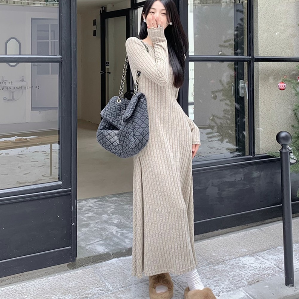 Fashionable Women's Knitted Dress with Long Sleeves for Casual Outings - Picture 45 of 51