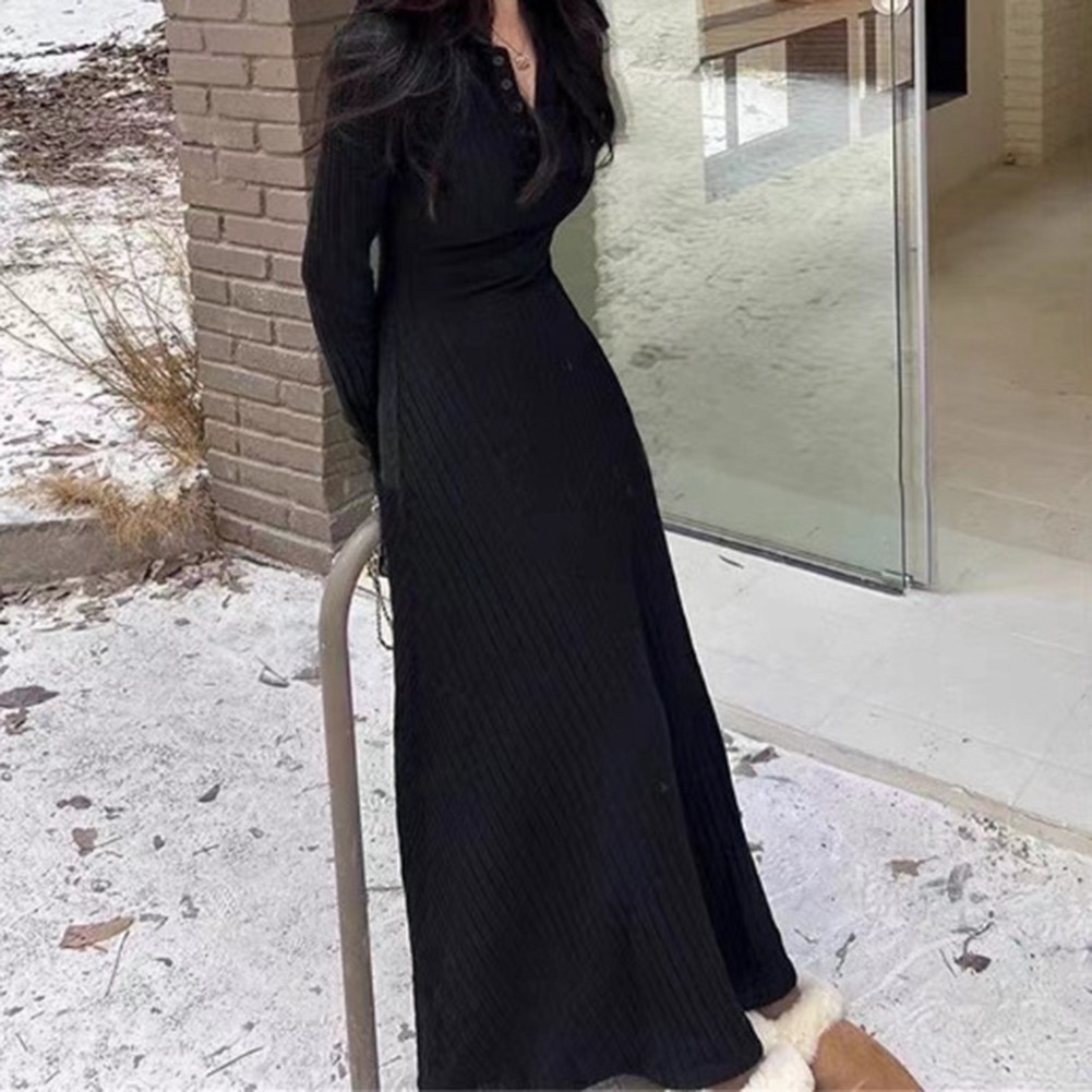 Fashionable Women's Knitted Dress with Long Sleeves for Casual Outings - Picture 26 of 51