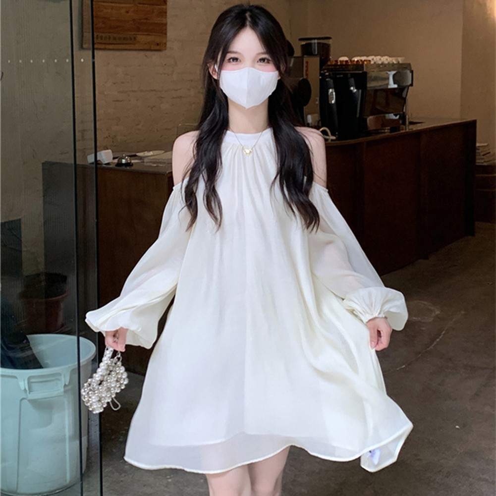 Elegant Off Shoulder Halter Neck Dress for Women in Spring and Autumn Seasons - Picture 24 of 35