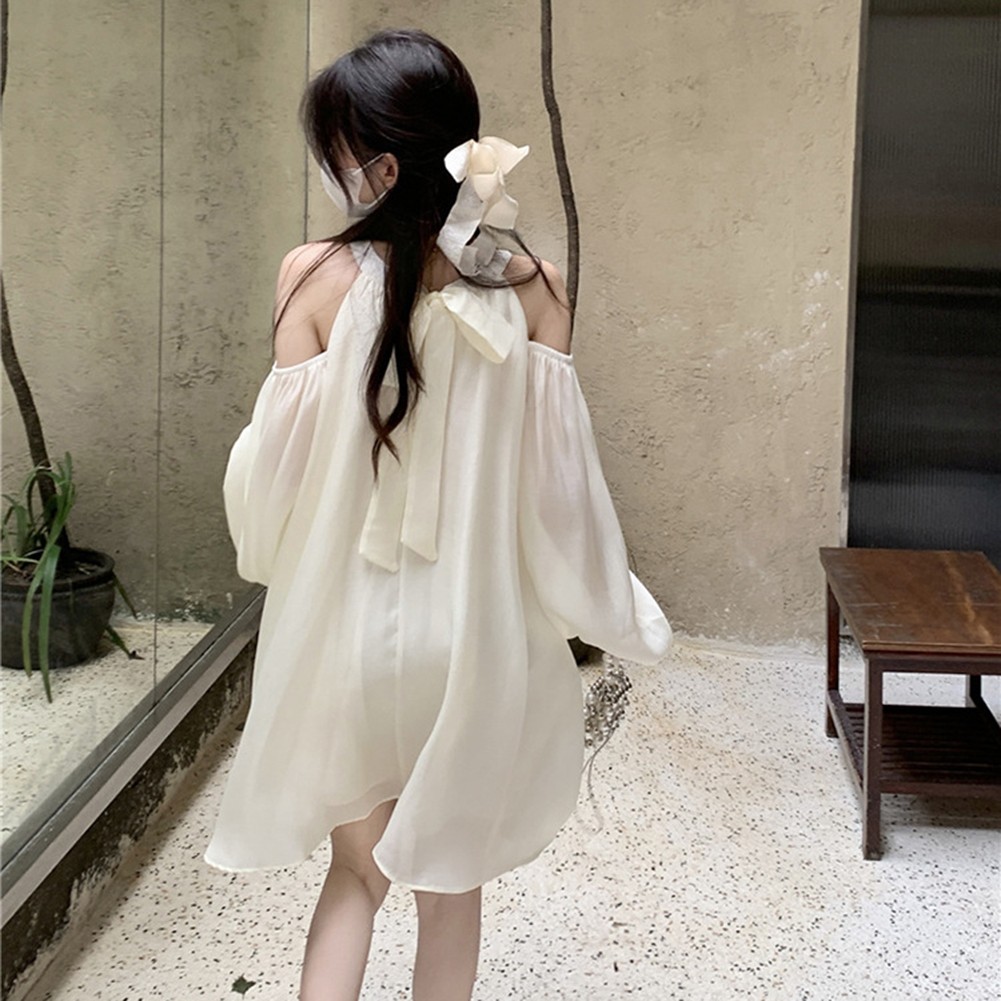 Elegant Off Shoulder Halter Neck Dress for Women in Spring and Autumn Seasons - Picture 28 of 35