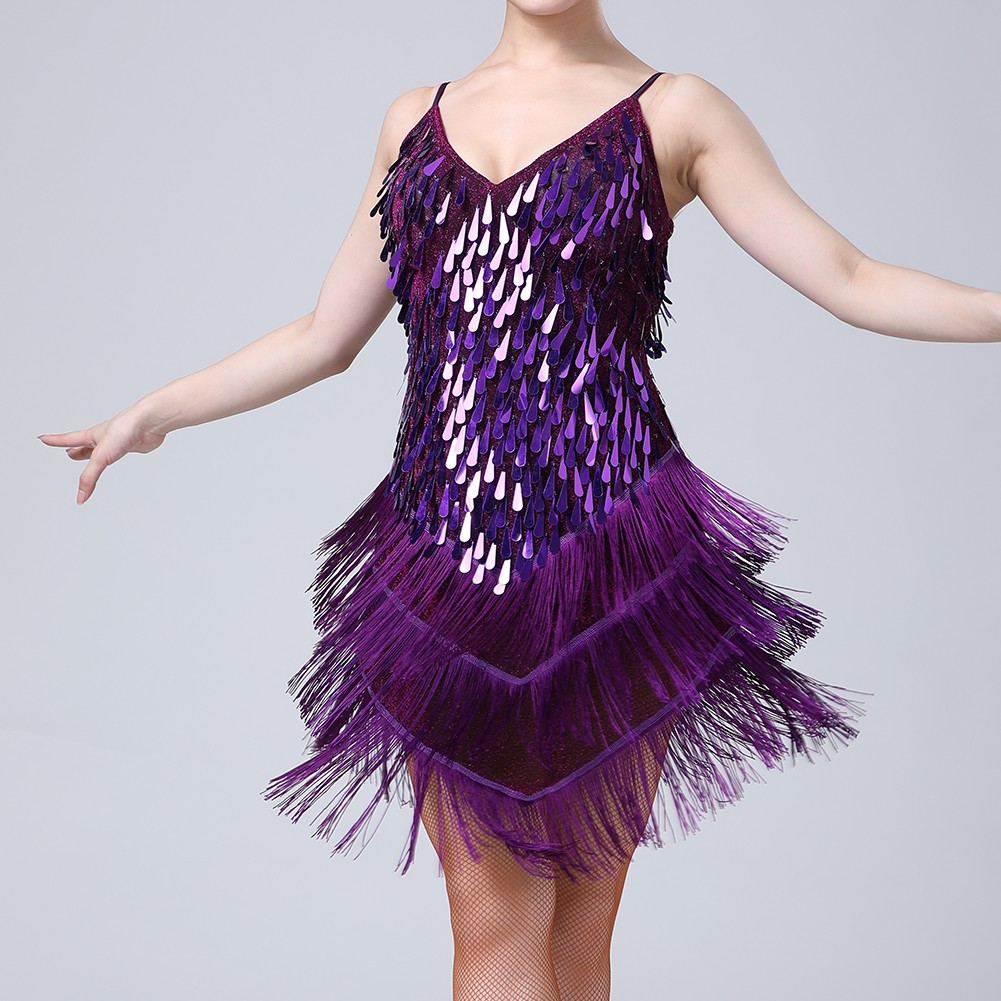 Dazzling Womens Prom Night Dress featuring Suspender Straps and Fringes - Picture 16 of 16