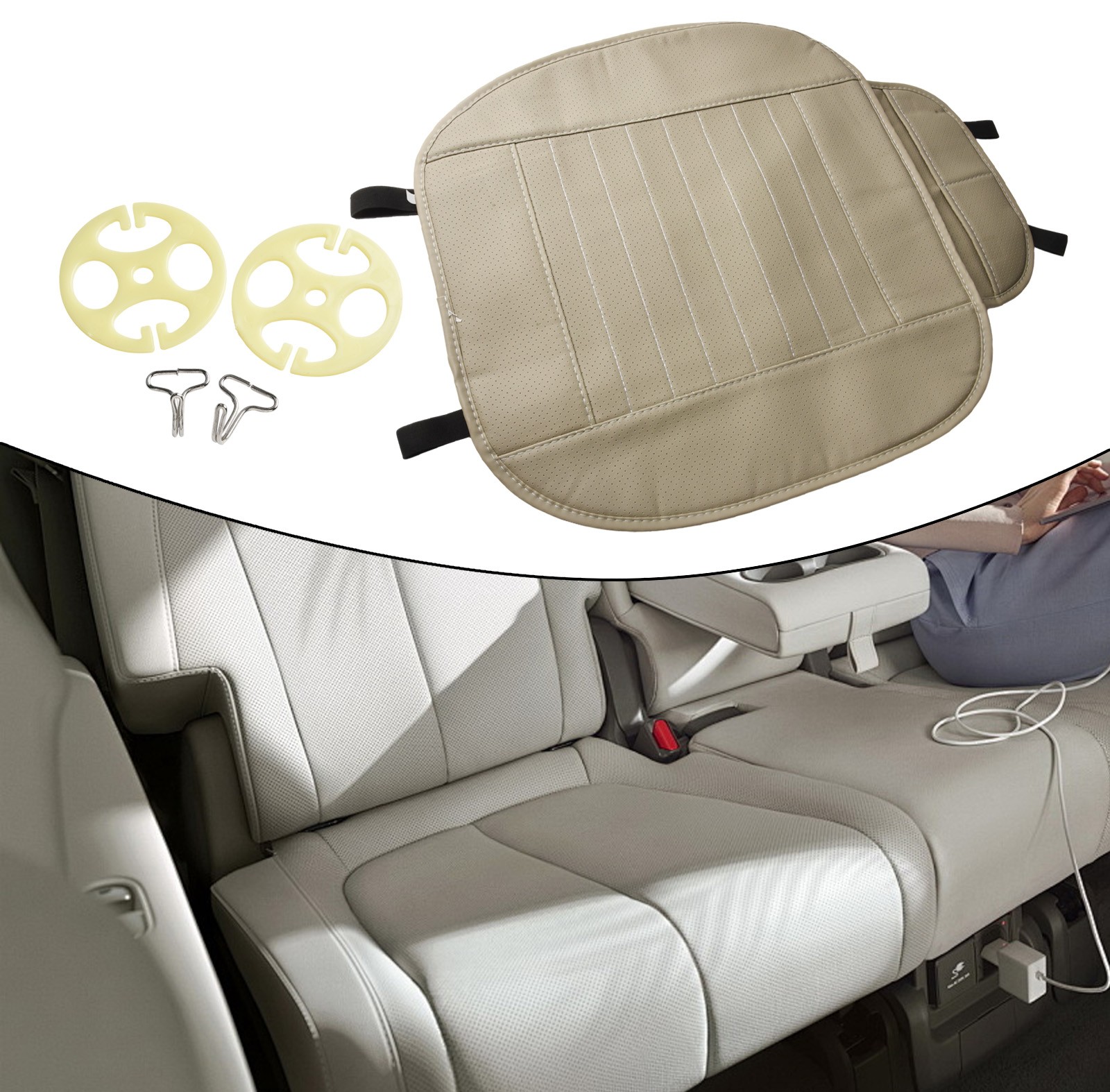 Auto Anteriore Sedile Cover Traspirante Sedia Cuscino Universale Beige/Marrone/ - Picture 27 of 72