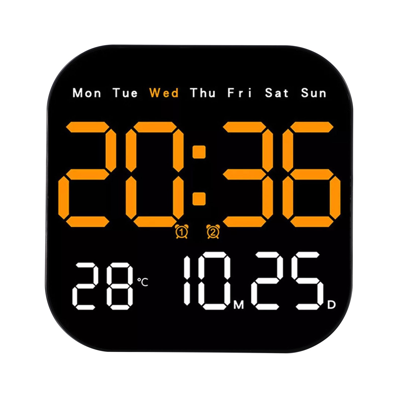 Remote Control Digital Wall Clock LED Display with Temperature Date Week