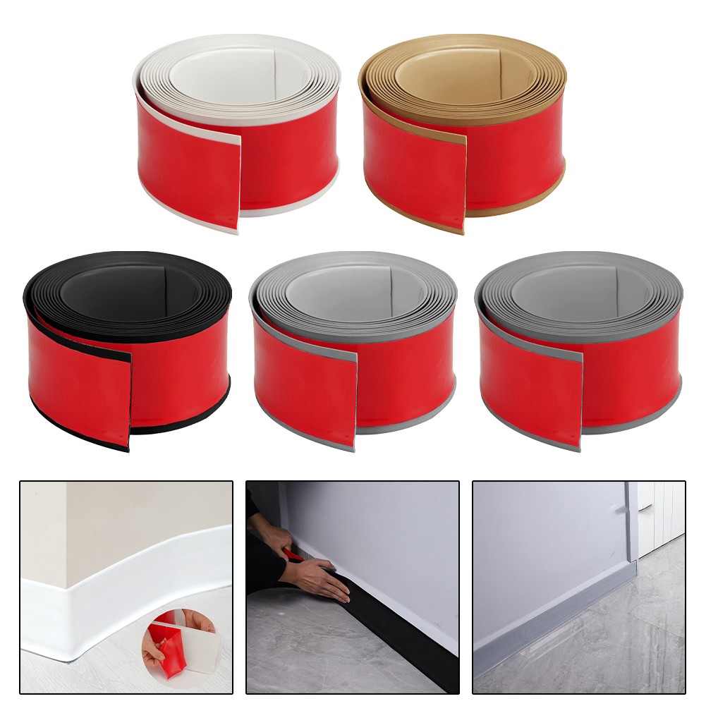 Customizable Length Flexible Baseboard Trim 5m PVC with Adhesive Support