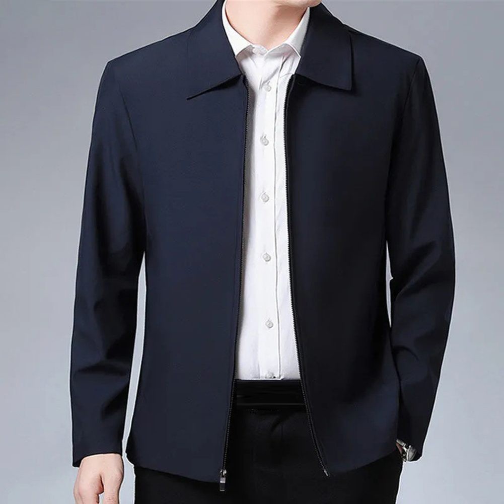 Sleek Mens Long Sleeve Coat with Lapel Design for Business or Casual Wear
