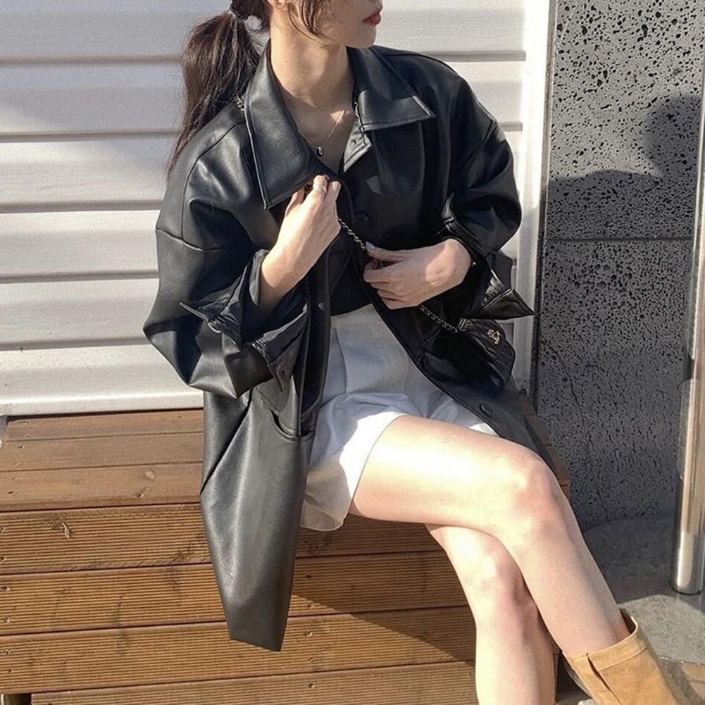 Casual Style PU Leather Jackets for Women in Spring and Autumn Weather - Picture 18 of 67