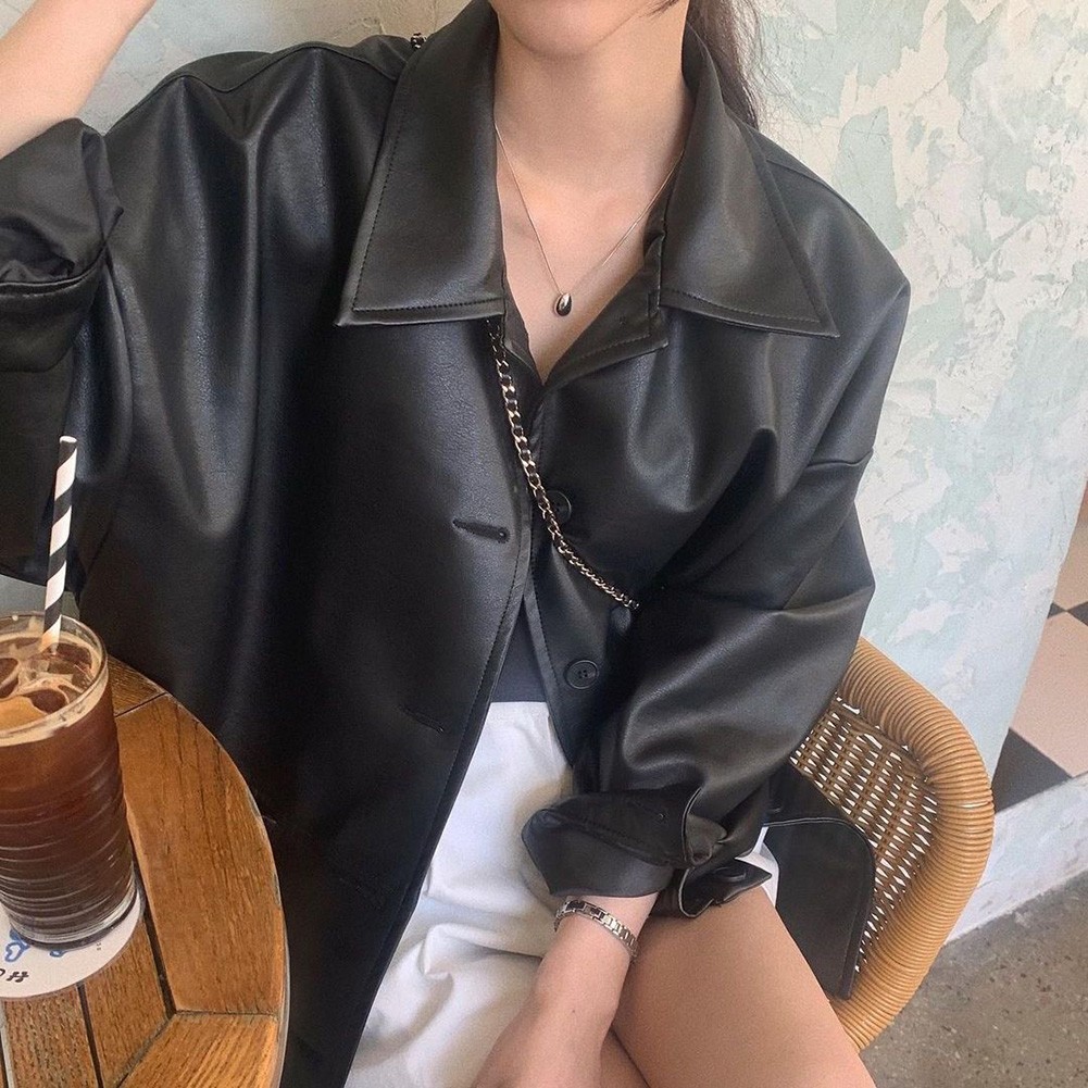 Casual Style PU Leather Jackets for Women in Spring and Autumn Weather - Picture 16 of 67