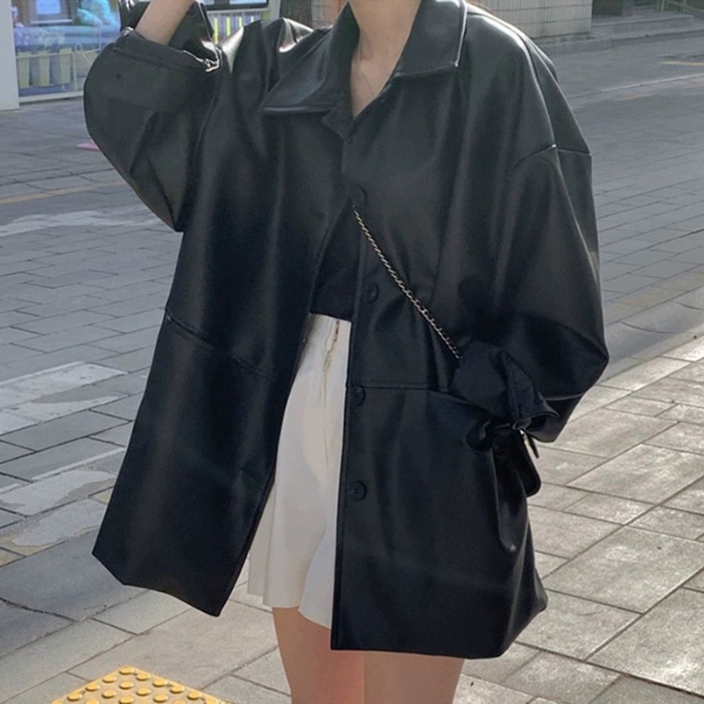 Casual Style PU Leather Jackets for Women in Spring and Autumn Weather - Picture 19 of 67