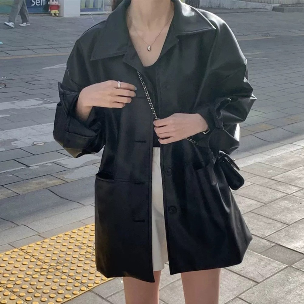 Casual Style PU Leather Jackets for Women in Spring and Autumn Weather - Picture 17 of 67