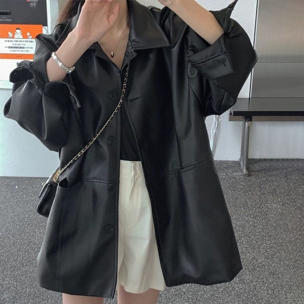 Casual Style PU Leather Jackets for Women in Spring and Autumn Weather - Picture 23 of 67