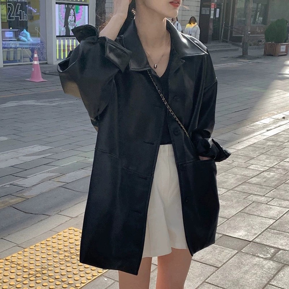 Casual Style PU Leather Jackets for Women in Spring and Autumn Weather - Picture 15 of 67