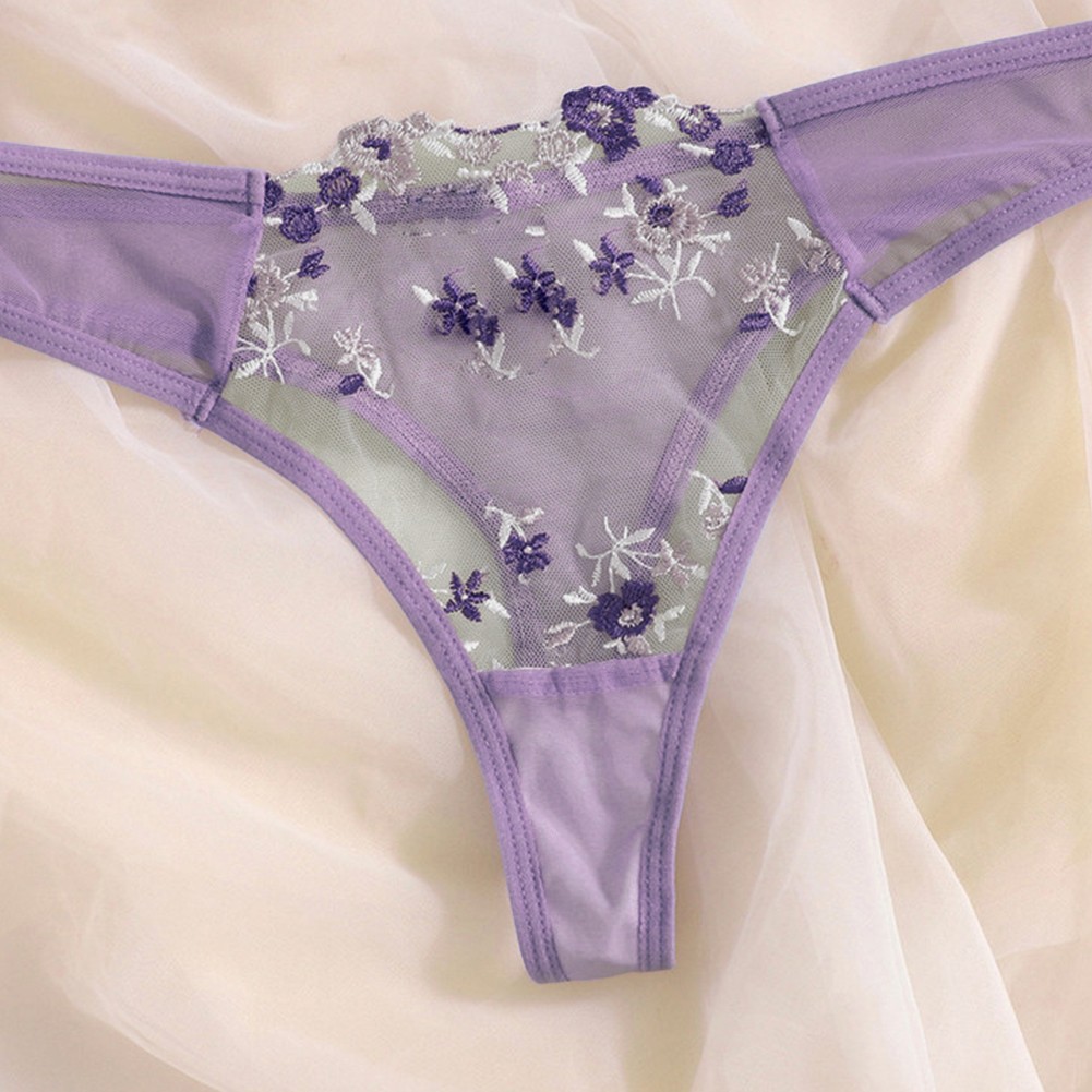 Light Purple Lace Embroidery Push Up Bra Sets Women See Through Underwear - Picture 21 of 24