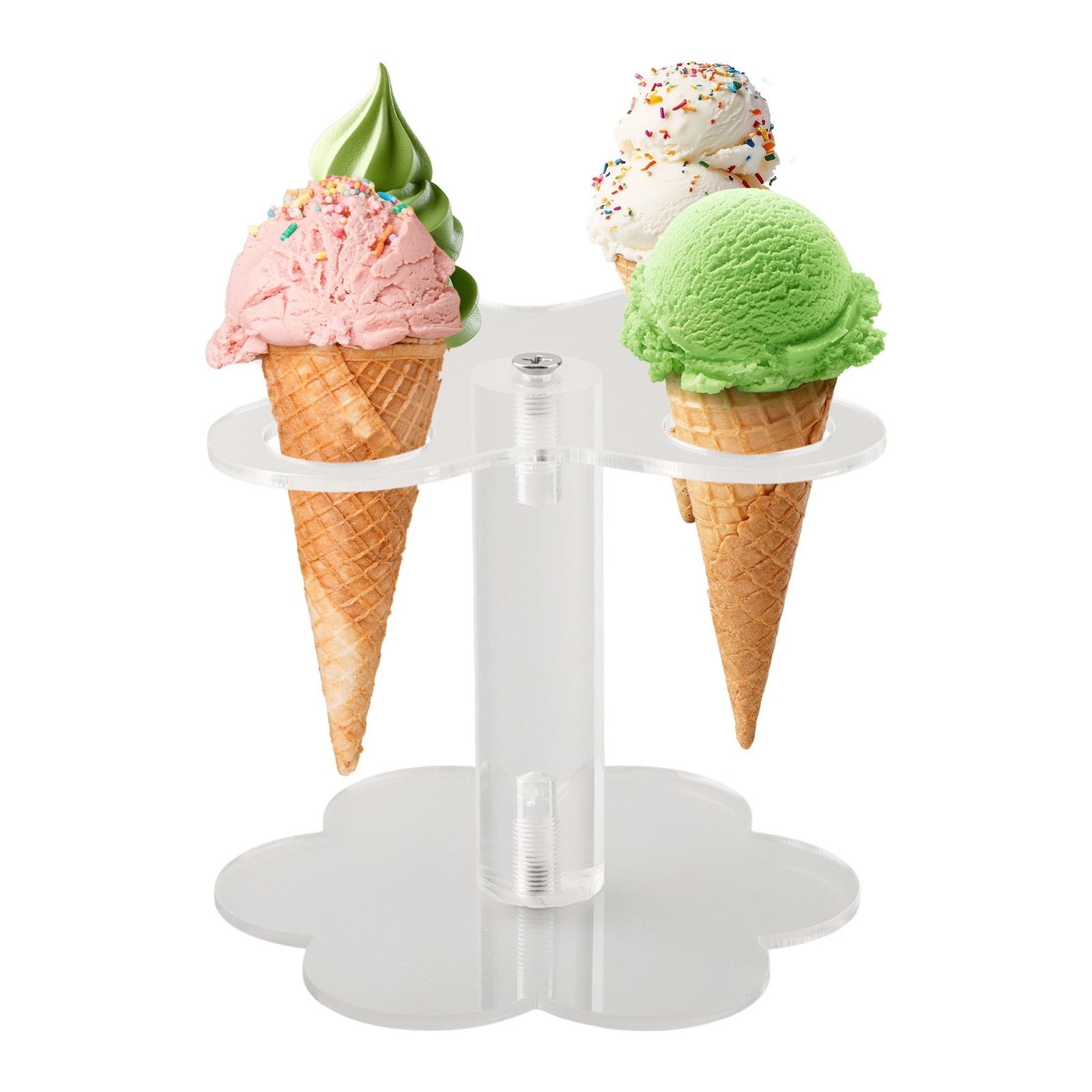 Acrylic Ice Cream Cone Holder, Chip Cone Stand, Countertop Desserts Display Rack
