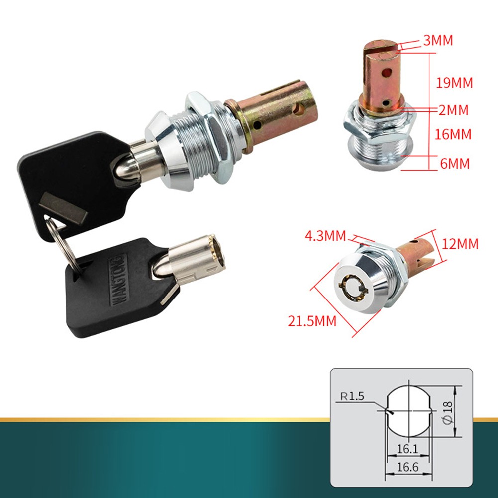 Flat Key Design Tool Lock for Cabinets and Vending Machines with 2 Keys