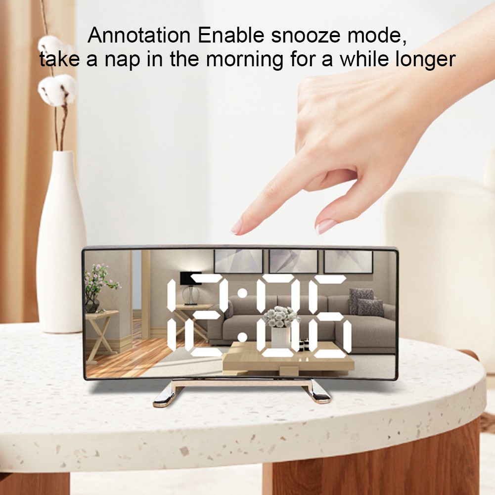 Curved LED Electronic Alarm Clock with Snooze Feature and Memory Function